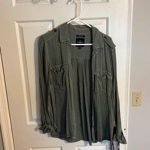 American Eagle khaki green boyfriend shirt